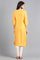 Yellow Round Neck Embroidered kurta