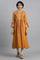 Yellow Mandarin Neck Printed kurta