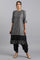 Grey Mandarin Neck Chanderi kurta