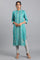 Blue Mandarin Neck Glitter Print kurta