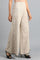 Beige Yarn-dyed Pants