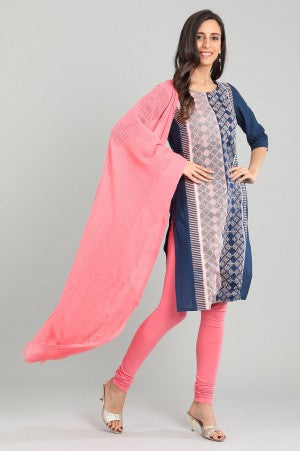 Blue Solid Round Neck Sleeveless kurta