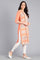 Orange Round Neck Yarn-dyed kurta