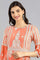 Peach Round Neck Printed kurta