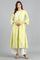 Green Open Front Printed kurta