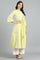 Green Open Front Printed kurta