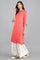 Pink Collar Neck Printed kurta