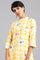 Yellow Mandarin Neck Printed kurta