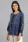 Blue Round Neck Tie-up Top
