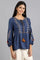 Blue Round Neck Tie-up Top