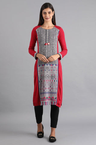 Red Round Neck Winter kurta