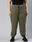 Women Solid Olive Green Mid Rise Casual Joggers