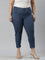 Women Striped Blue Cotton Denim Mid Rise Cropped Jeggings