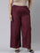 Women Violet Solid Linen Palazzos