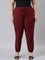 Women Solid Maroon Mid Rise Casual Joggers