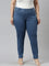 Women Dark Blue Striped Denim Jeggings