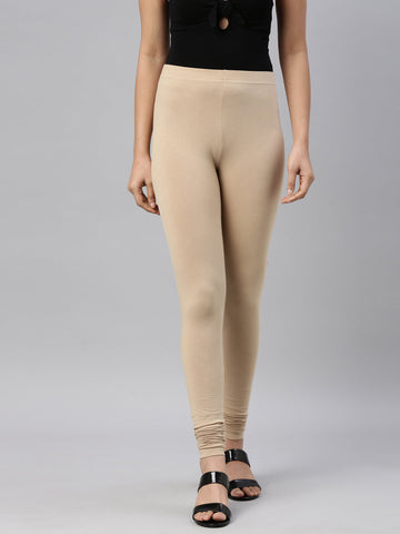 Beige Cotton Stretch Churidar
