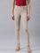 Women Beige Stripe Printed Mid Rise Jeggings