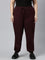 Women Solid Dark Wine Mid Rise Casual Joggers