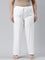 Women Solid White Viscose Mid Rise Casual Pants