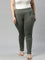 Women Solid Olive Green Stretch Ponte Pants