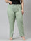 Women Solid Dusty Green Comfort Fit Cotton Pants