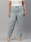 Women Solid Light Ink Mid Rise Linen Pencil Pants