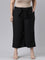 Women Solid Black Linen Mid Rise Culottes