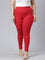 Dark Red Drop Needle Fabric Rib Leggings