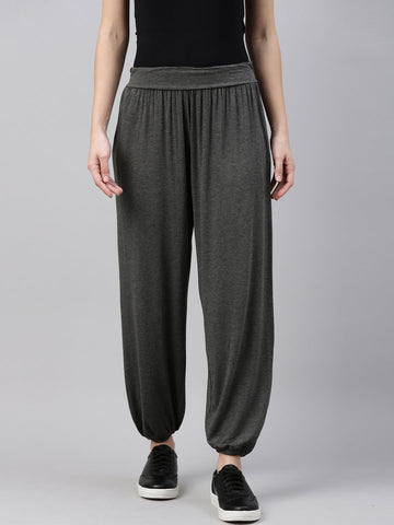 Women Solid Antra Melange Harem Pants