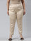 Women Solid Light Gold Mid Rise Shiny Pants