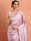 Lilac Jimmy satin tissue saree with pearls & sequin embroidery with ready made blouse
