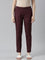 Women Solid Dark Wine Comfort Fit Cotton Pants