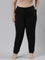 Women Solid Black Mid Rise Cotton Casual Joggers