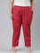 Women Solid Cherry Comfort Fit Cotton Pants