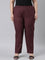 Women Solid Dark Wine Comfort Fit Cotton Pants