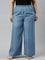 Women Solid Blue Denim Wide Leg Pants