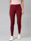Maroon Drop Needle Fabric Rib Leggings