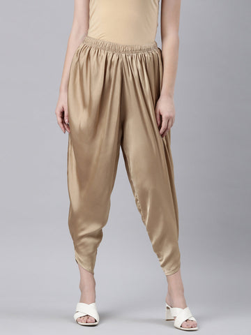 Women Solid Gold Viscose Harem Dhoti pants