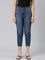 Women Solid Blue Mid Rise Cropped Jeans