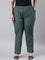 Women Solid Dark Green Comfort Fit Cotton Pants