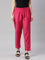 Women Young Fuchsia Solid Mid Rise Metallic Pants