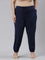 Women Solid Navy Mid Rise Cotton Casual Joggers