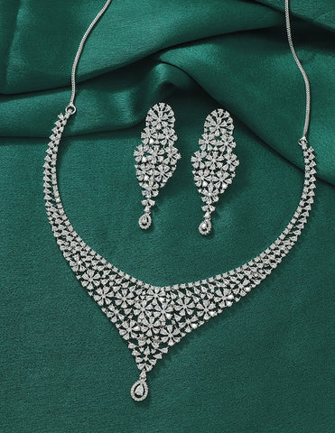 Designer Zirconia Crystal Elegance Necklace Set