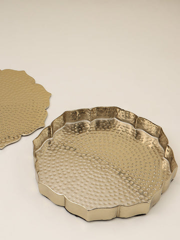 Westside Home Dull Gold Lotus Etching Tray