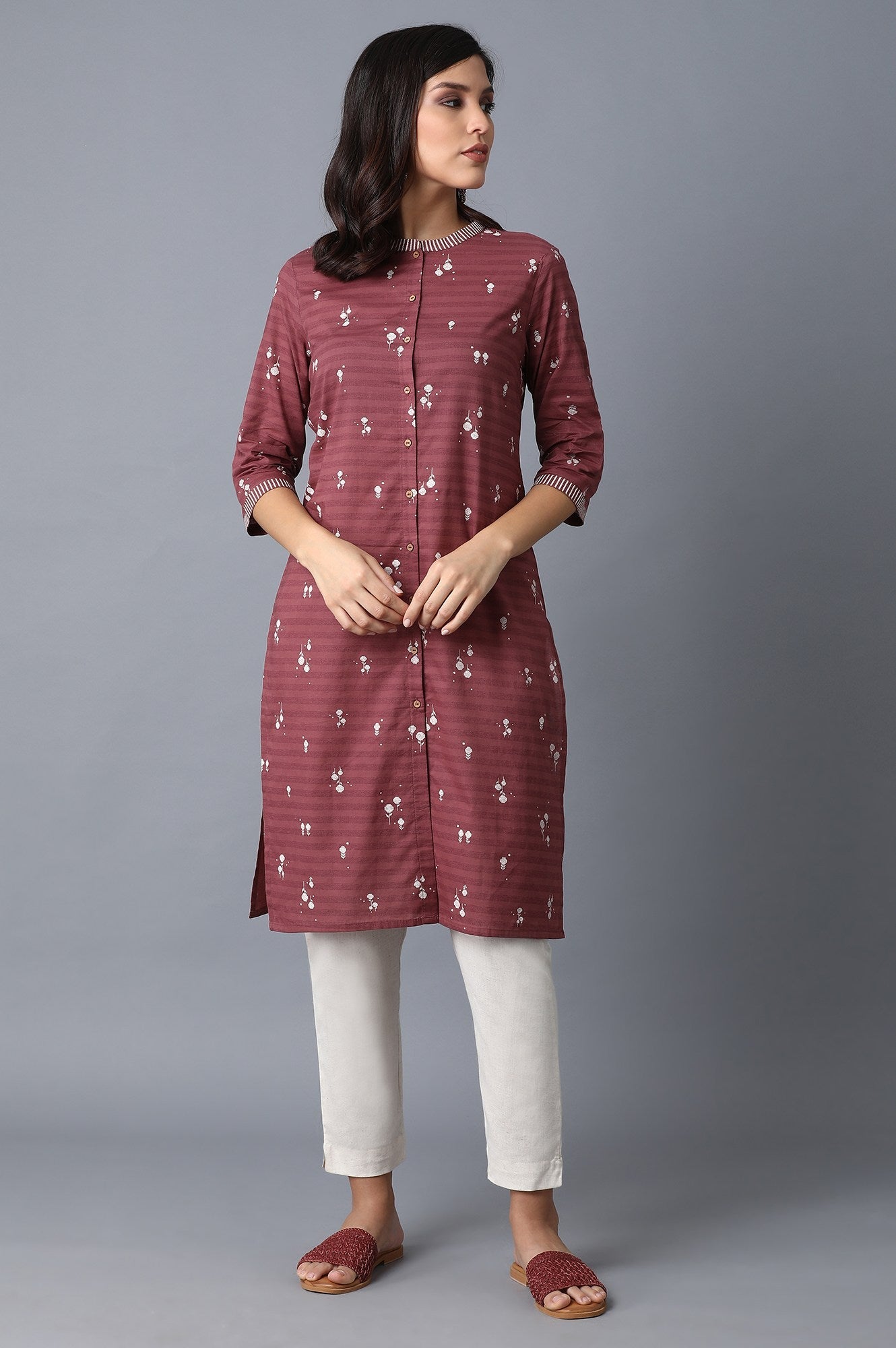 Maroon Printed kurta