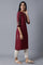 Maroon kurta With Printed Sleeves