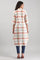White & Orange Shirt Collar kurta
