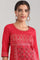 Red Round Neck Printed kurta