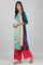 Blue Round Neck Printed Liva kurta